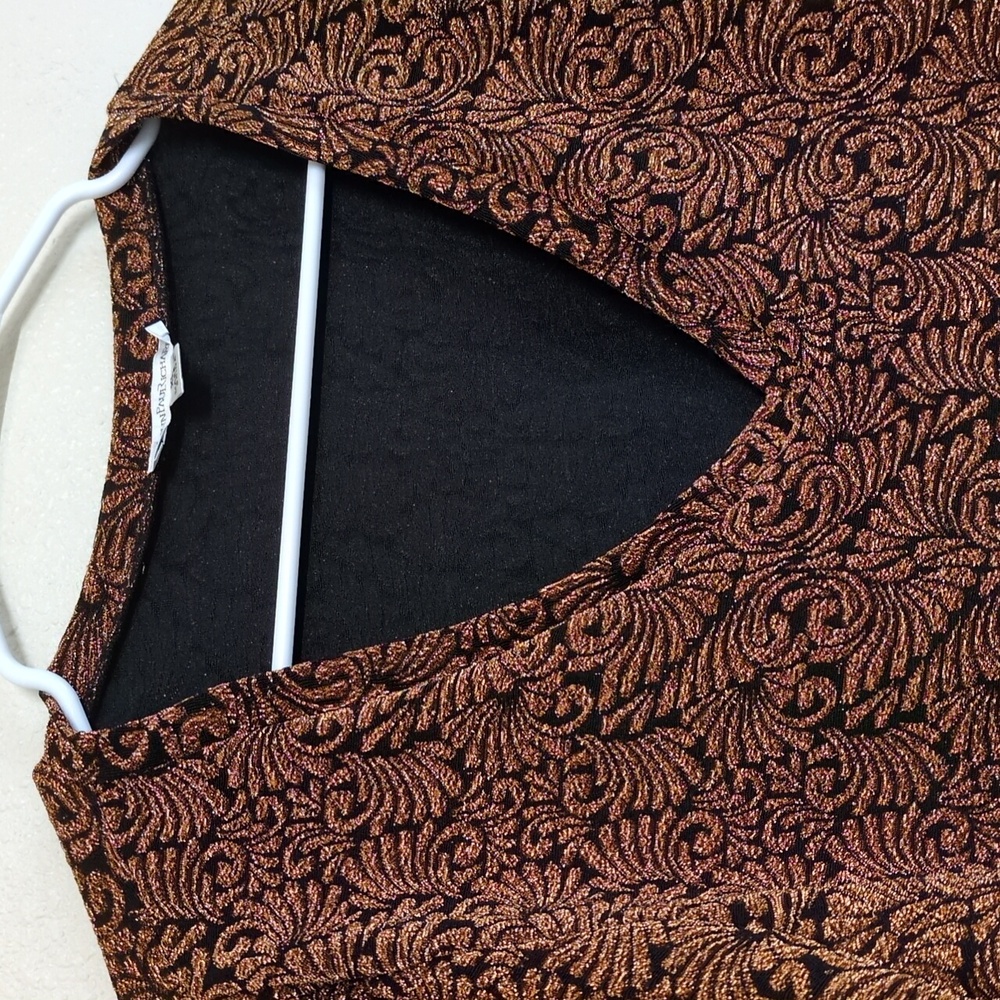 JohnPaulRichard Black and Gold Patterned Top Fall Colors Women's Size XL - Picture 4 of 9